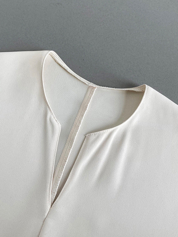 Vintage Loose Half Sleeves Buttoned H-Line Midi Dress