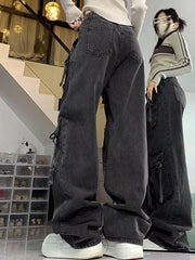 Street Multi Pocket High Rise Cargo Jeans