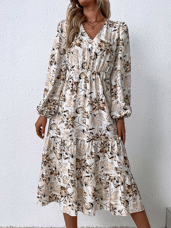 V-Neck Long Sleeve Maxi Dress