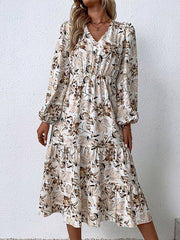 V-Neck Long Sleeve Maxi Dress