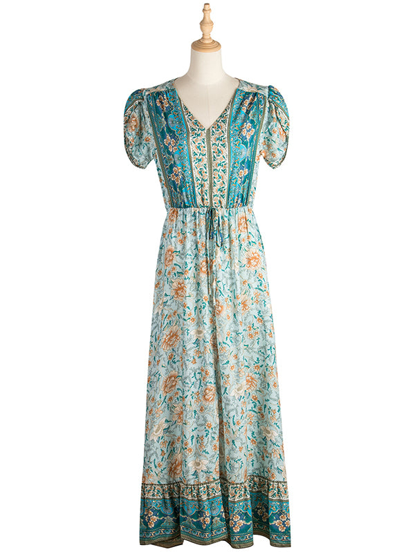 Bohemia A-Line Floral V-Neck Dress