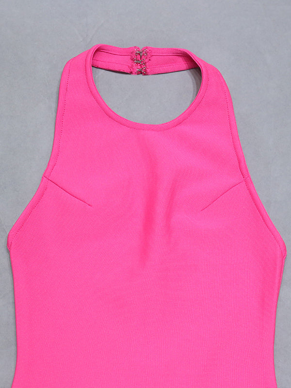 Casual Wrap Solid Color Round-Neck Dress