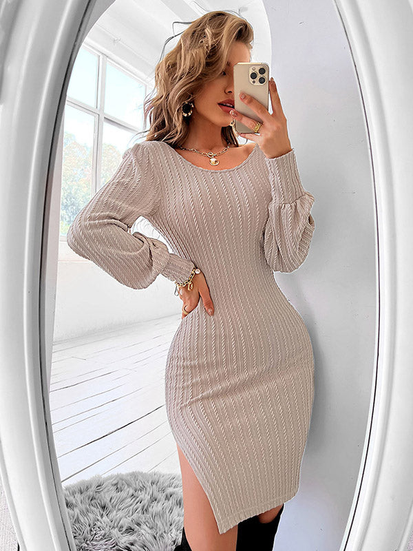 Vacation Wrap Backless U-Neck Dress