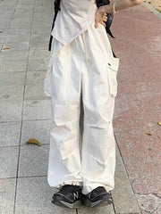 Mid Rise Drawstring Cargo Jogger Pants