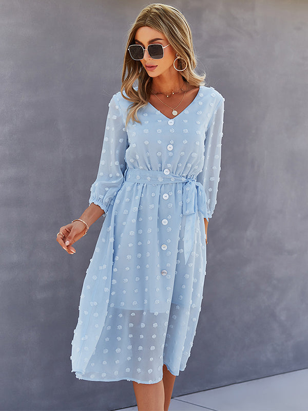 Casual Loose A-Line Buttoned Midi Dresses