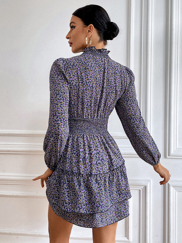 Bohemia A-Line Floral High-Neck Dress