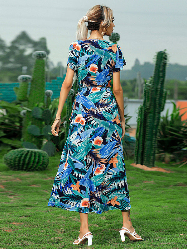 Belted Blue Long Dress