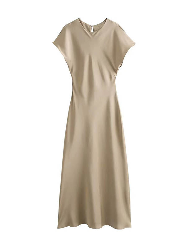 Solid Color A-Line Loose V-Neck Maxi Dresses