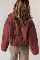 Zip Up Drawstring  Puffer Coat