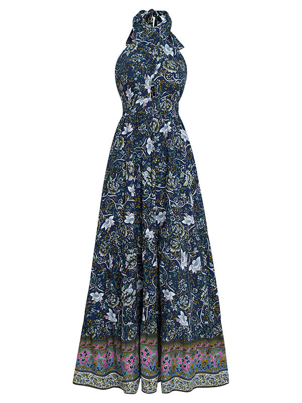 Bohemia Sleeveless A-Line Floral Printed Maxi Dress