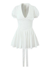 Lace Up Doll Collar Short Dress