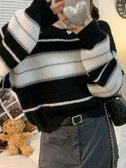 Stripe Splice Short Sweater