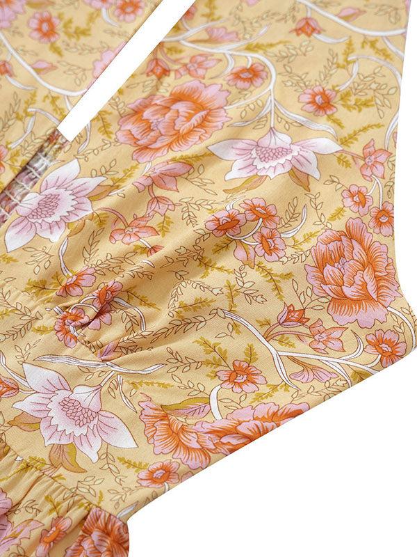 Bohemia Sleeveless A-Line Floral Printed Maxi Dress