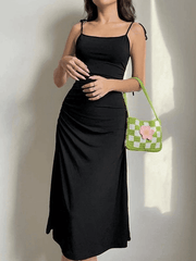 Backless Tie Strap Maxi Dress