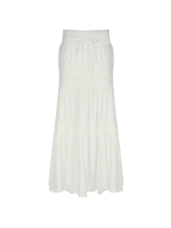 French Lace Splice Drawstring Maxi Skirt