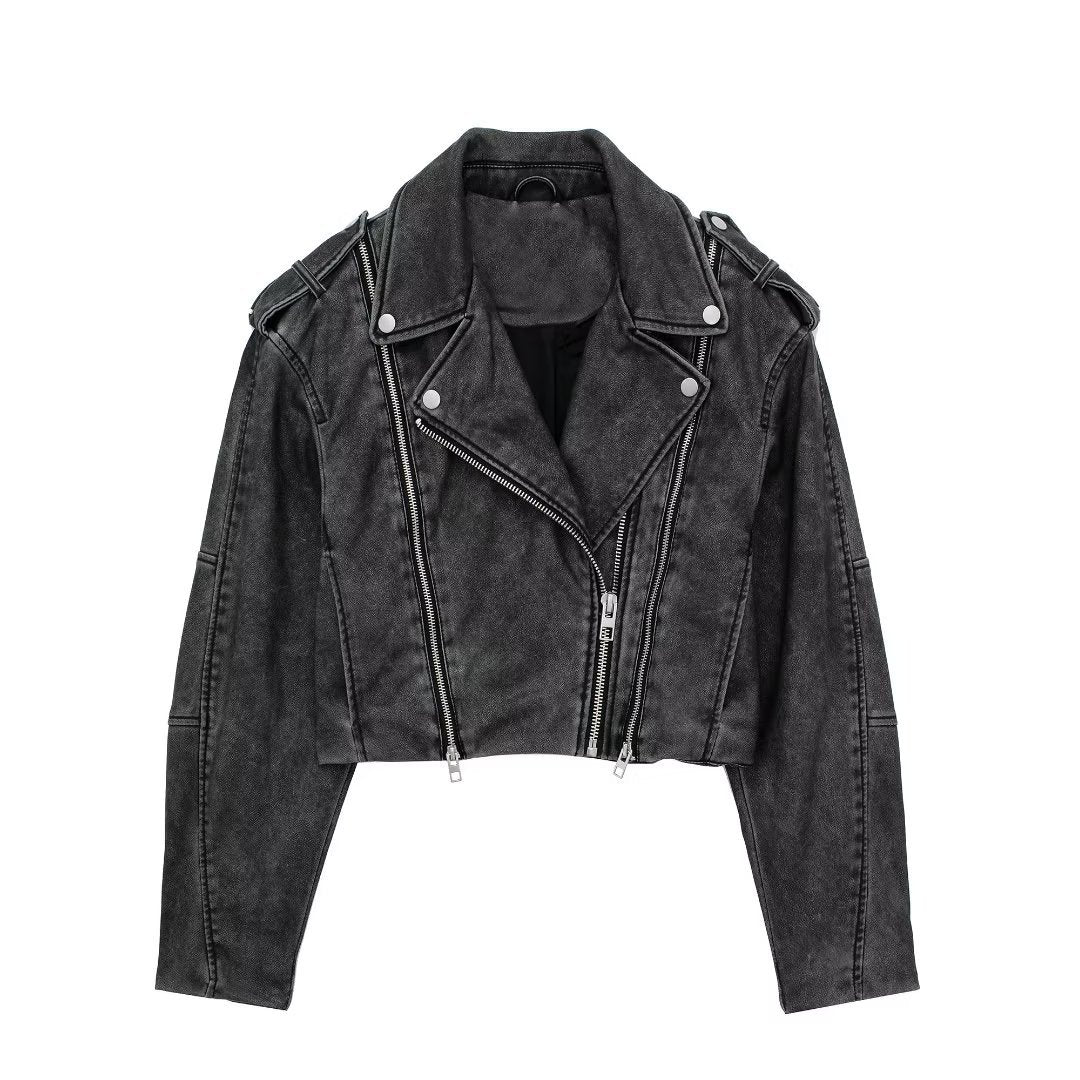 Black Motorcycle Biker Leather Jacket