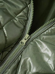 Solid Color Argyle High Neck Drawstring Short Puffer Jacket