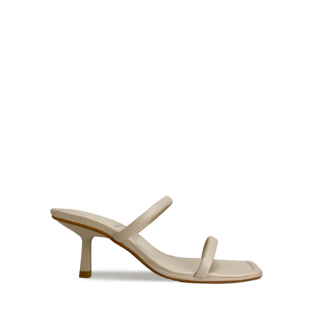 Beige Double Strap Leather Sandals