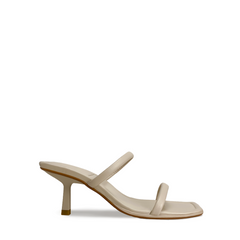 Beige Double Strap Leather Sandals