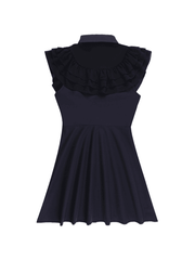 Black Ruffle Polo Neck Mini Dress