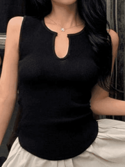 Black U Neck Slim Tank Top