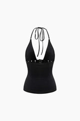 Buckle V-neck Halter Top