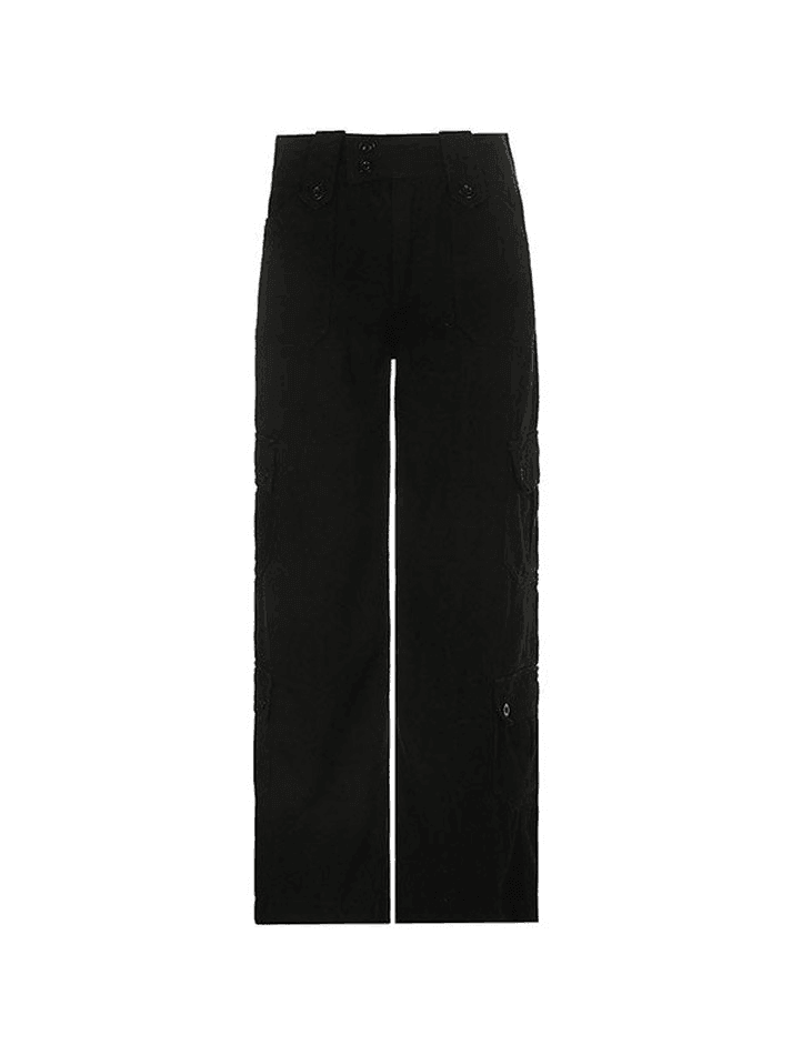 Buttoned Straight Leg Cargo Jeans