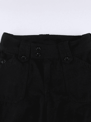 Buttoned Straight Leg Cargo Jeans