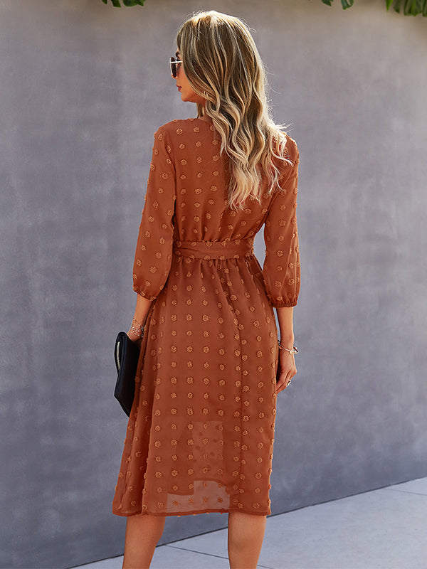 Casual Loose A-Line Buttoned Midi Dresses
