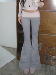 Low Waist Color-Block Slim-Fit Boot-Cut Pants