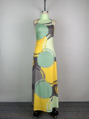 Printed Skinny Sleeveless High Neck Maxi Dresses