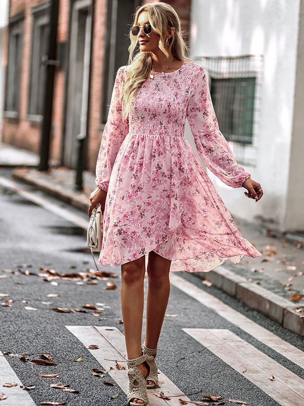 Bohemia Puff Sleeves Floral Dress