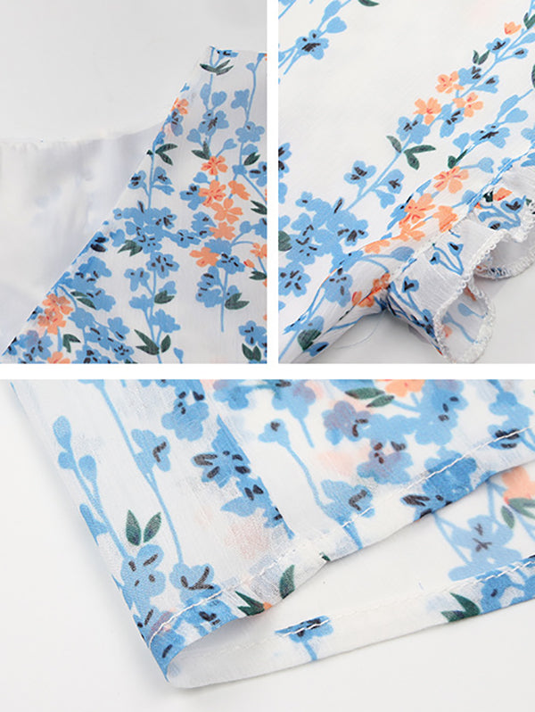 Bohemia Flared Sleeves Floral V-Neck Dress