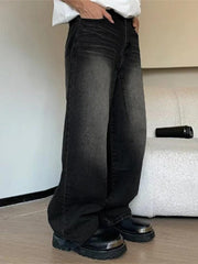 Vintage Wash Straight Leg Loose Jeans