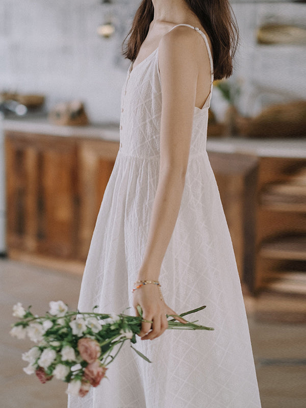 Casual Sleeveless Solid Color V-Neck Dress