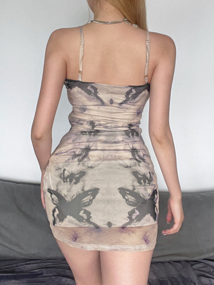 Vintage Skin Print Halter Skinny Dress