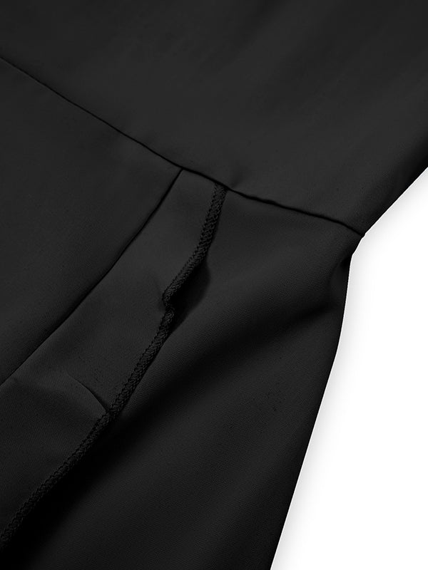 Elasticity Ruffled Solid Color Split-Joint Tied Waist Flared Sleeves Half Sleeves V-Neck Mini Dresses