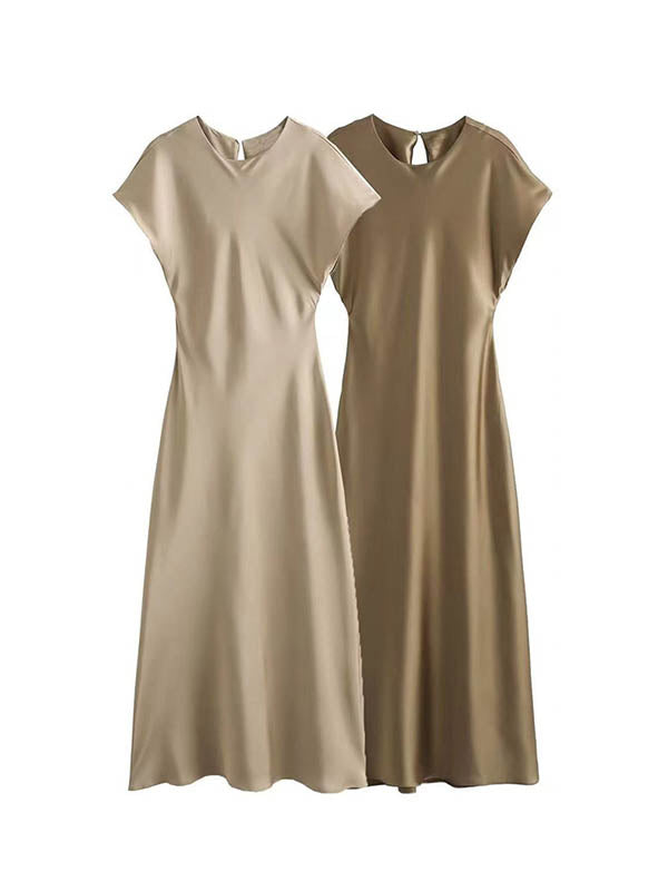 Solid Color A-Line Loose V-Neck Maxi Dresses