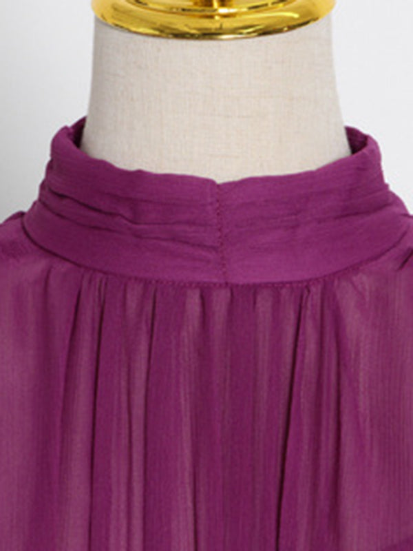 Urban Solid Color High Waisted Falbala Maxi Dress