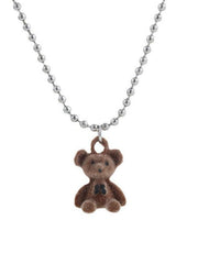 Cartoon Bear Pendant Beads Long Necklace