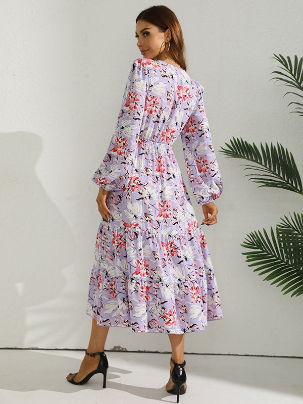 V-Neck Long Sleeve Maxi Dress