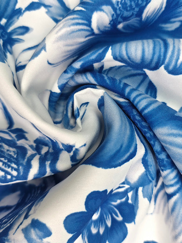 Flower Print Split-Joint A-line Loose Lapel Maxi Dresses