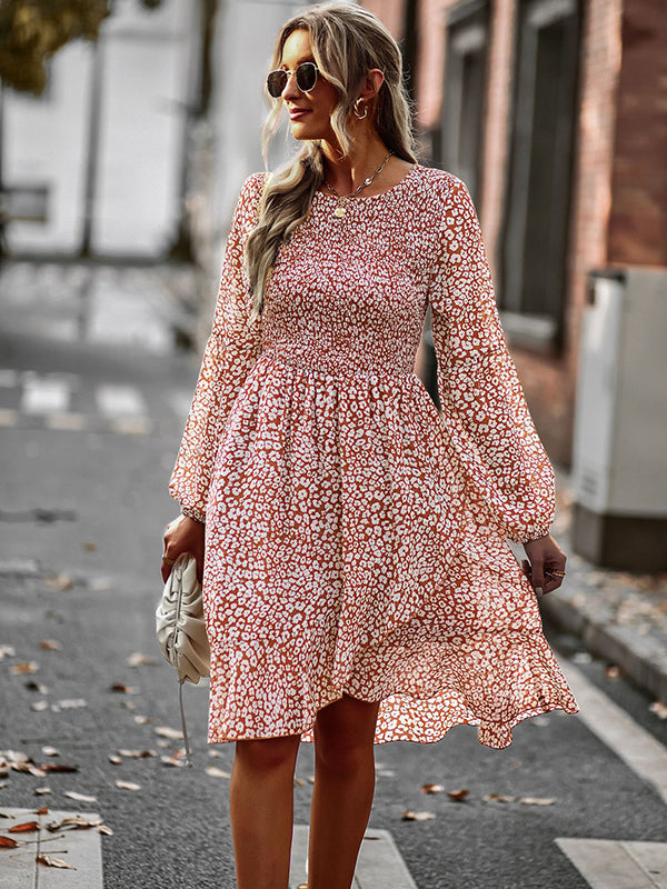 Bohemia Puff Sleeves Floral Dress