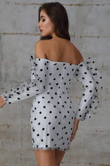 Chiffon Dot Mini  Casual Dress