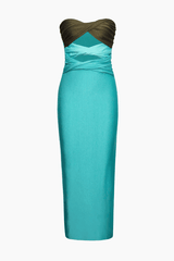 Contrast Twisted Front Midi Dress