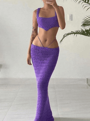 Crochet Knit Skirt Set