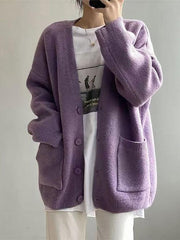 V-Neck Plain Cardigan