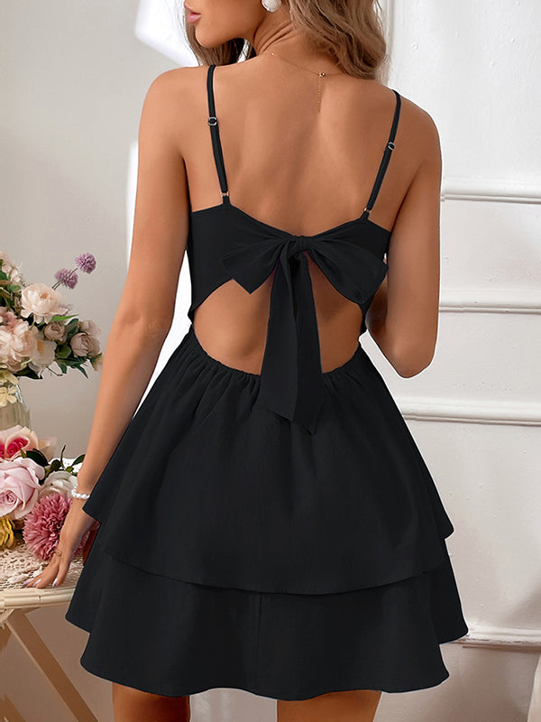 Vacation A-Line Bowknot  Mini Dress