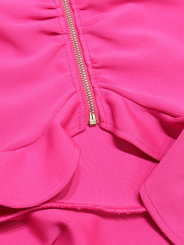 Casual Wrap Solid Color Round-Neck Dress