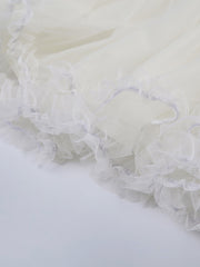 Pure White Mini Skirt With Mesh Laces